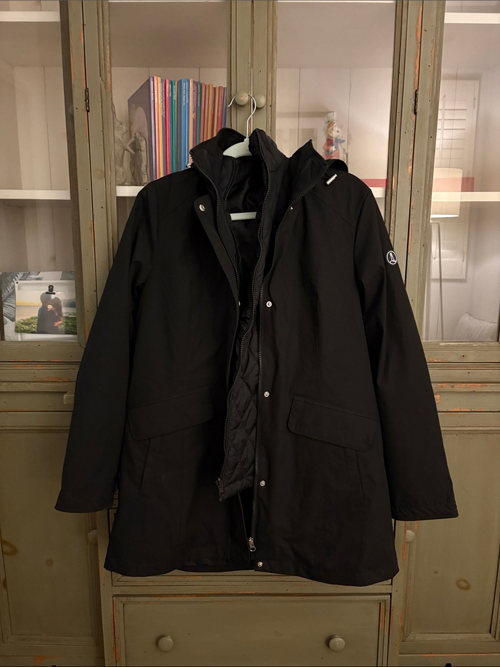 Lands' End Black Women's Trench Coat with Quilted Inner Layer